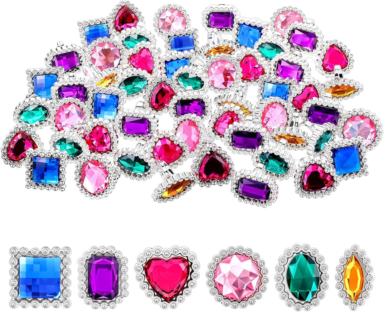 Quilax 72 Pcs Colorful Plastic Rings, Adjustable Rings Princess Jewelry, Fake Ring for Costume Br... | Amazon (US)