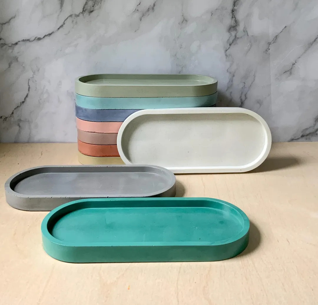 Large Concrete Stone Tray | Decorative Holder | Nightstand Table Decor | Catchall Pill Tray - Ets... | Etsy (US)