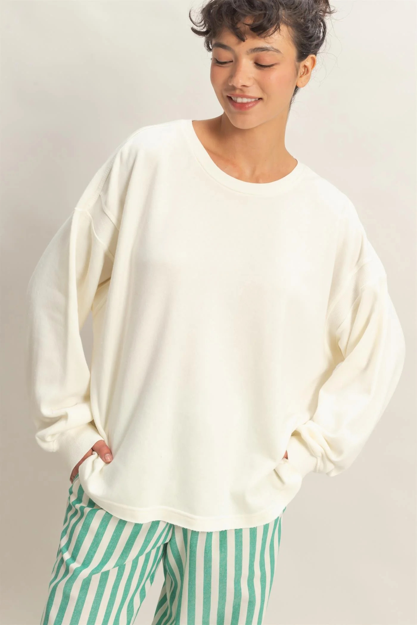 Cream Oversized Cutout Back Sweatshirt | PinkBlush Maternity