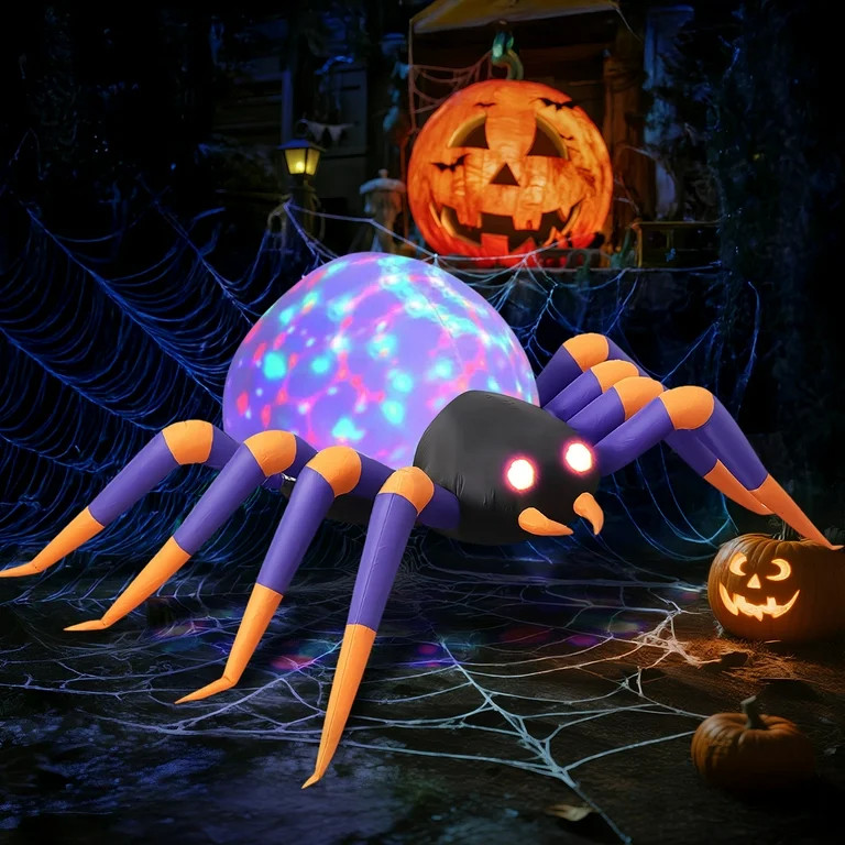 GVDV 8 FT Halloween Spider Inflatables Outdoor Decorations, Blow Up Yard Decoration with Built-in... | Walmart (US)