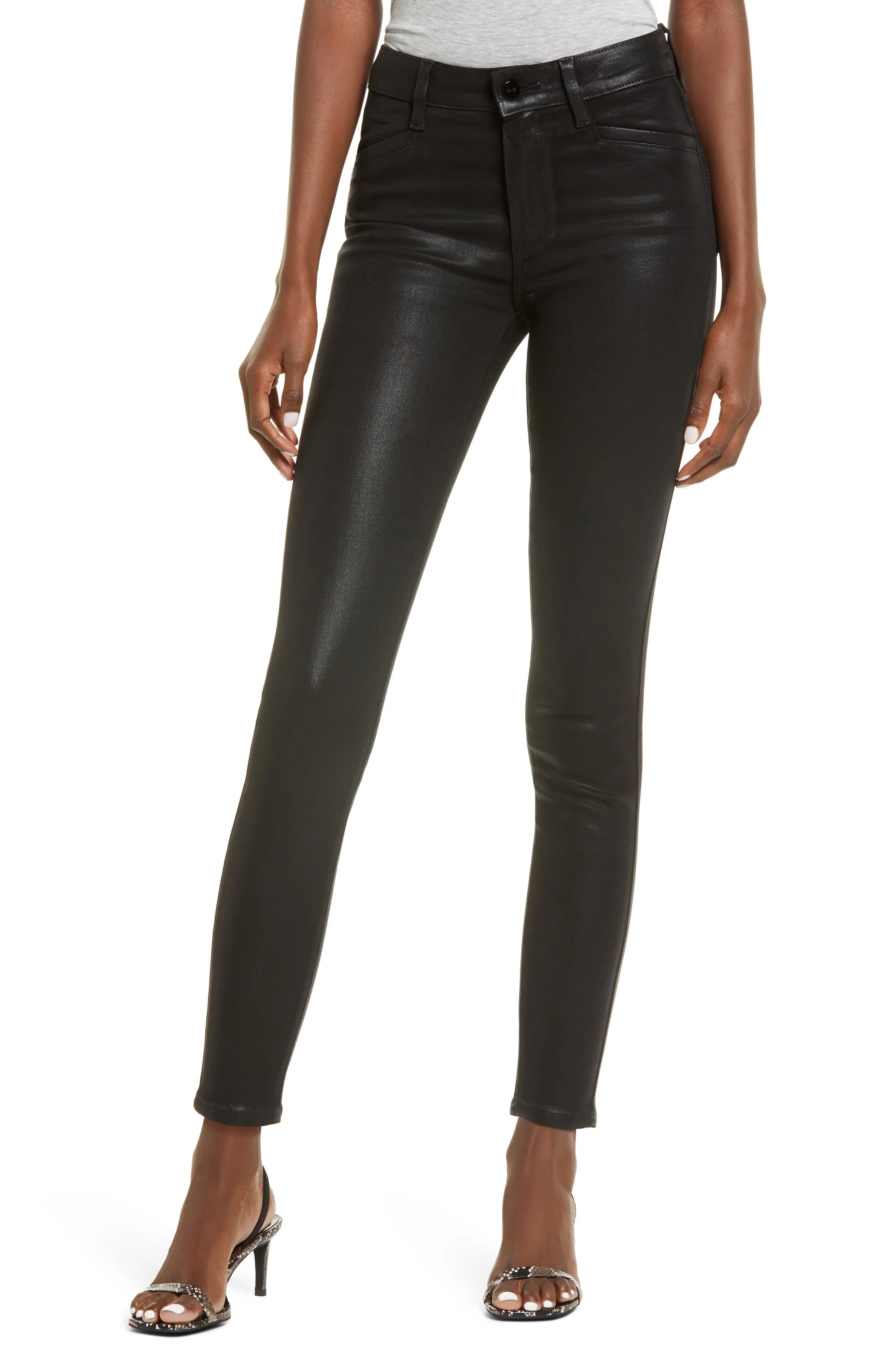 Women's Paige Hoxton High Waist Ankle Skinny Jeans, Size 27 - Black | Nordstrom