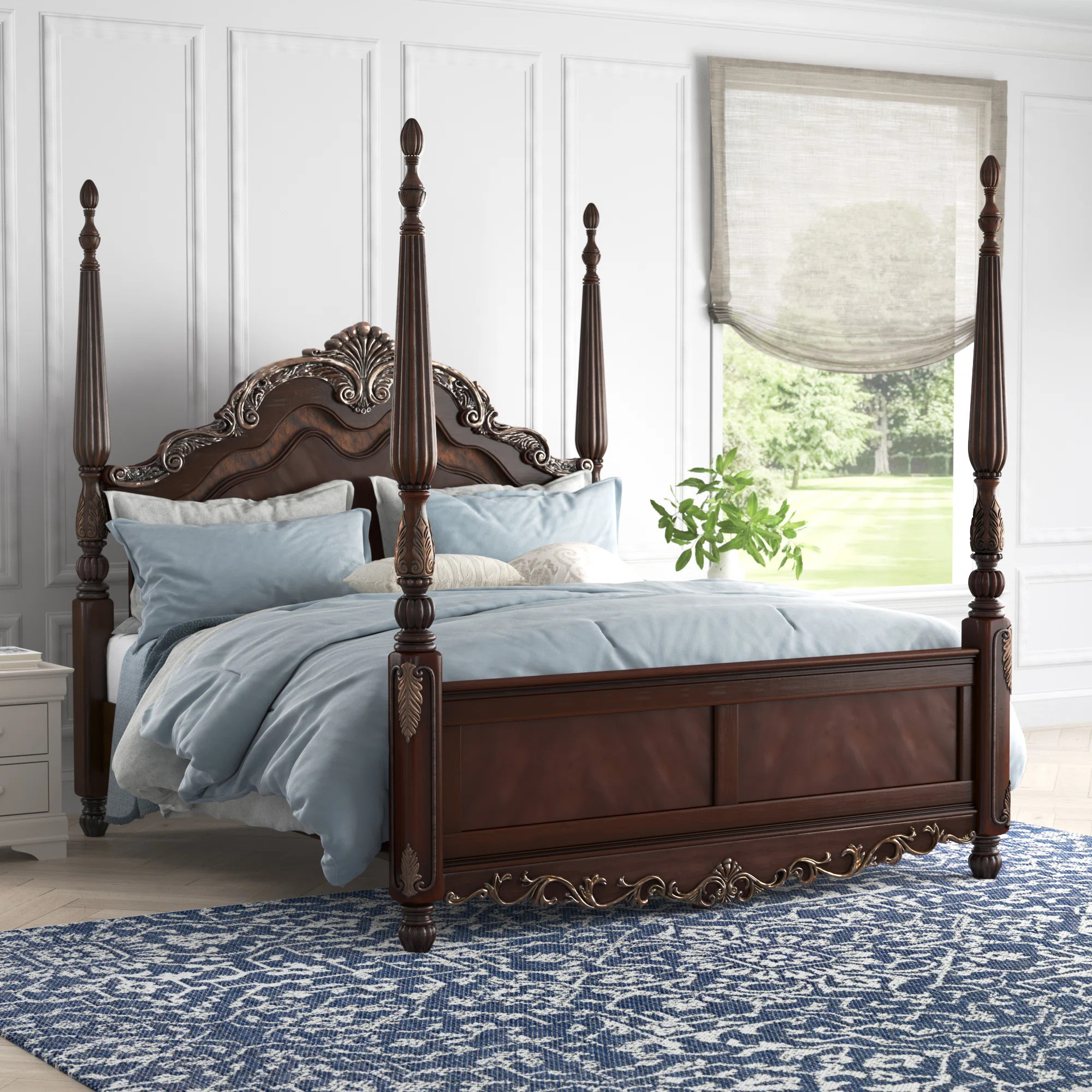 Lark Manor Ceja Solid Wood Low Profile Four Poster Bed | Wayfair | Wayfair North America