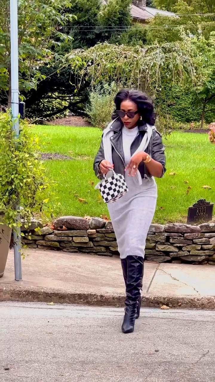 Knit dress, black boots 

#LTKVideo #LTKstyletip