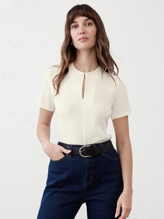 Soft Touch Scuba Crew-Neck Top | Banana Republic Factory