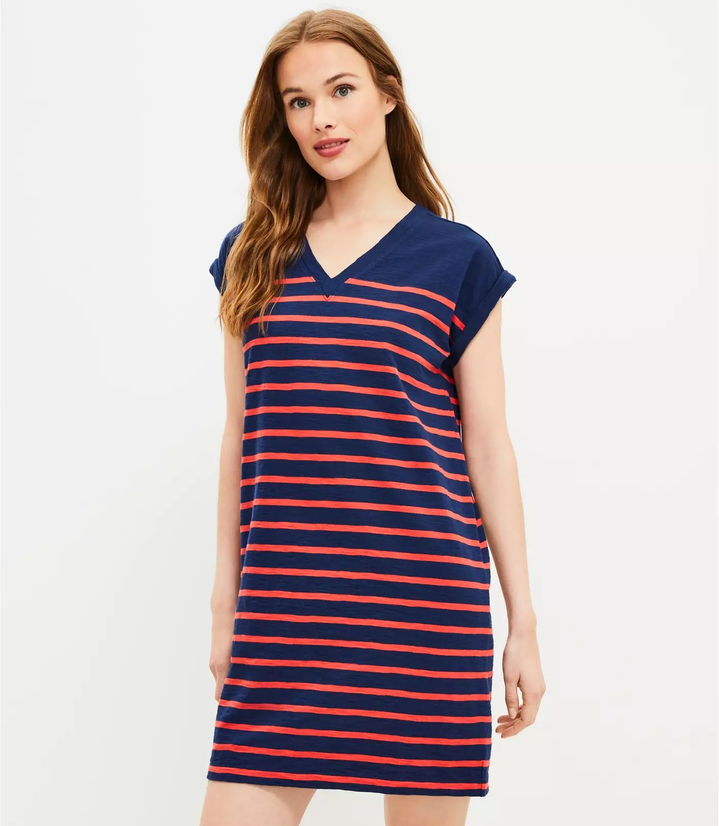 Lou & Grey Striped Softserve Slub Tee Dress | LOFT | LOFT