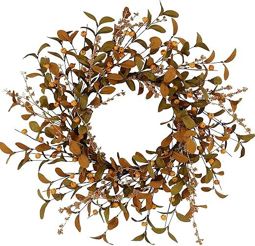 20 inch Artificial Fall Wreaths for Front Door Autumn Eucalyptus Wreath with Eucalyptus Leaves,Sm... | Amazon (US)