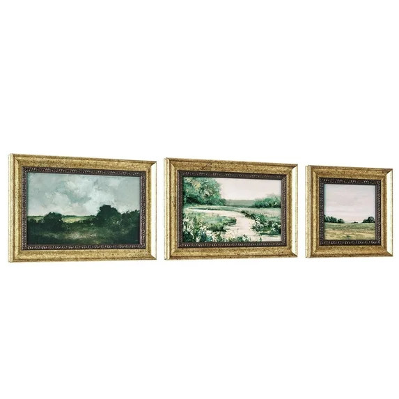 Beautiful Classic Landscape Wall Art Set of 3, Vintage Framed Wall Décor, Gold Brushed Multi-Siz... | Walmart (US)