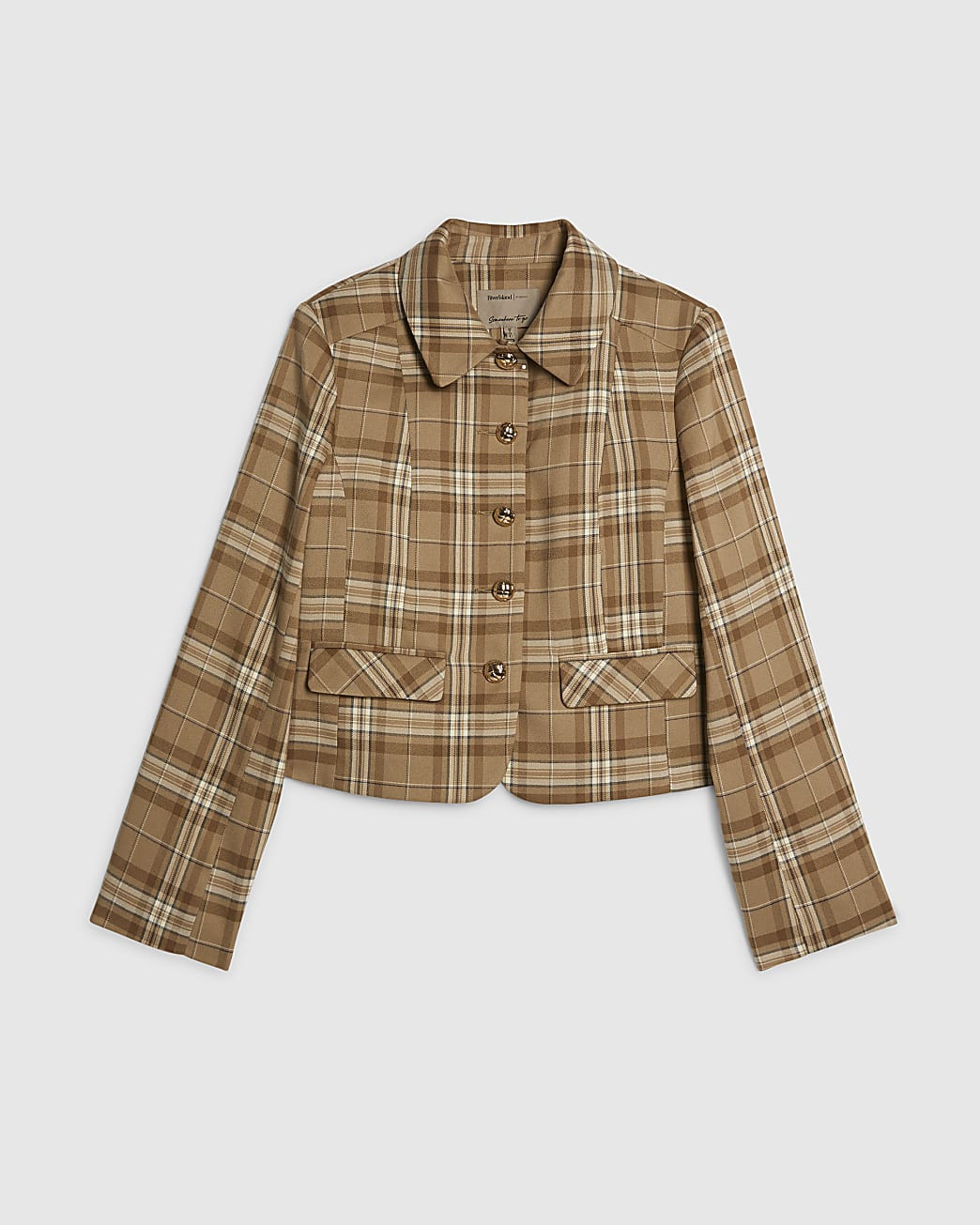 Beige Checked Pocket Detail Jacket | River Island UK & IE