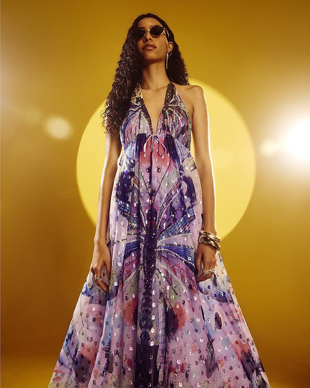 Purple Butterfly Embellished Maxi Dress | River Island UK & IE