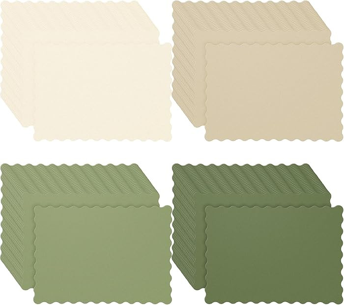 100 Pcs Nude Green Paper Place Mat 14 x 10'' Disposable Paper Placemat Table Scalloped Placemat f... | Amazon (US)