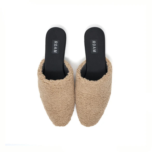 ROAM FUZZY MULE BEIGE FAUX SHEARLING | ROAM