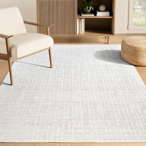 Abani Beige Large Area Rug – 8x10 area rugs for bedroom – Vera Collection – Geometric Grid Pattern – Non Shedding, Easy to Clean – Durable rugs for Living Room, Bedroom or Office, Pet & Child Friendly | Amazon (US)