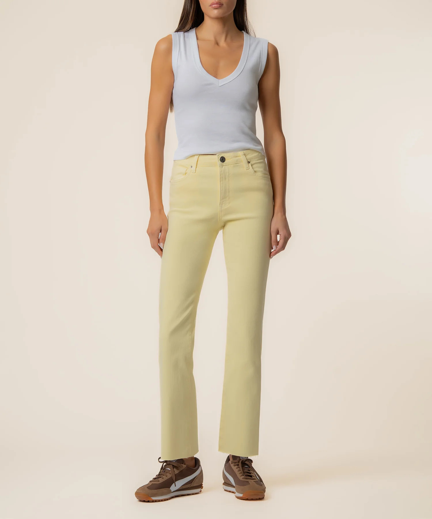 Kelsey High Rise Ankle Flare in Pastel Yellow - Kut from the Kloth | Kut From Kloth