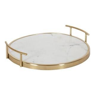 Kate and Laurel Marbury White Decorative Tray 219276 - The Home Depot | The Home Depot