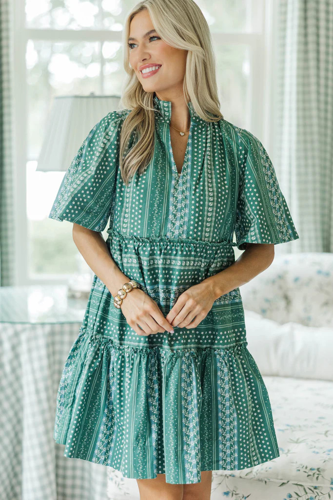 NURSING COLLECTION: Feeling Your Best Green Ditsy Floral Dress | The Mint Julep Boutique
