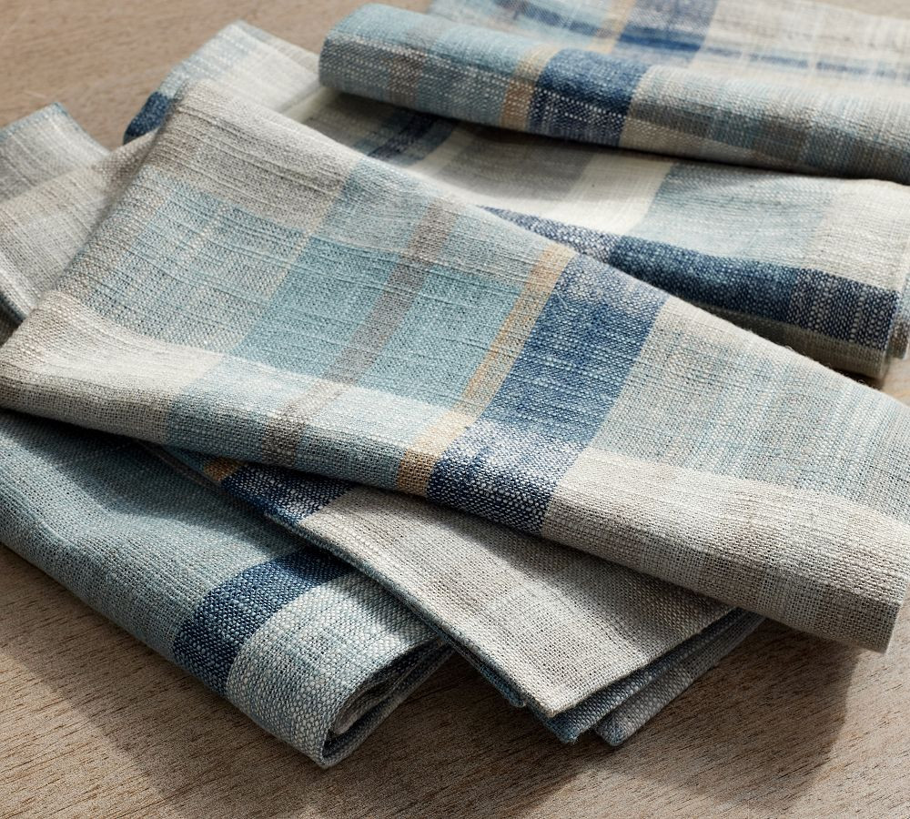 Ventura Plaid Cotton/Linen Napkins - Set of 4 | Pottery Barn (US)