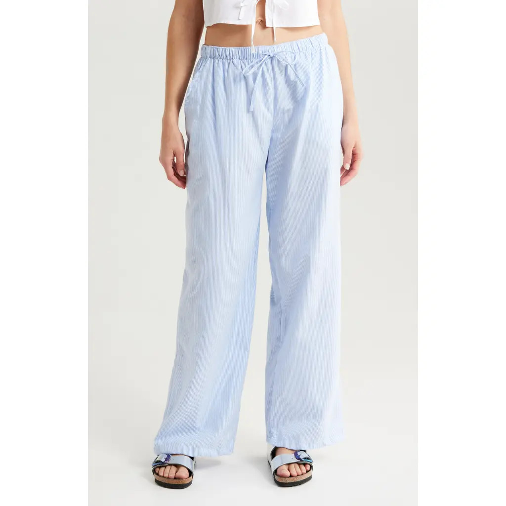 PacSun Stripe Cotton Blend Drawstring Pants in Navy/White Stripe at Nordstrom, Size Small | Nordstrom