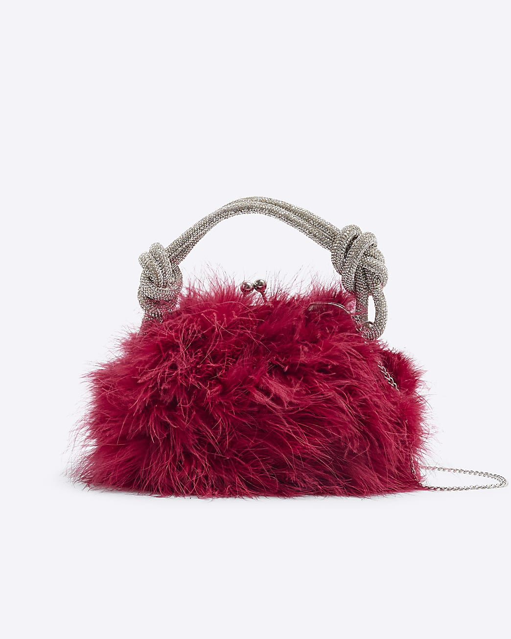 Red Feather Clutch Bag | River Island UK & IE