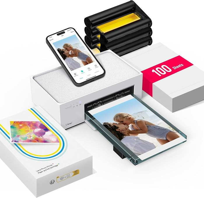 Liene M100 4x6'' Photo Printer, Phone Printer 100 Sheets & 3 Cartridges, Full-Color Photo, Portab... | Amazon (US)