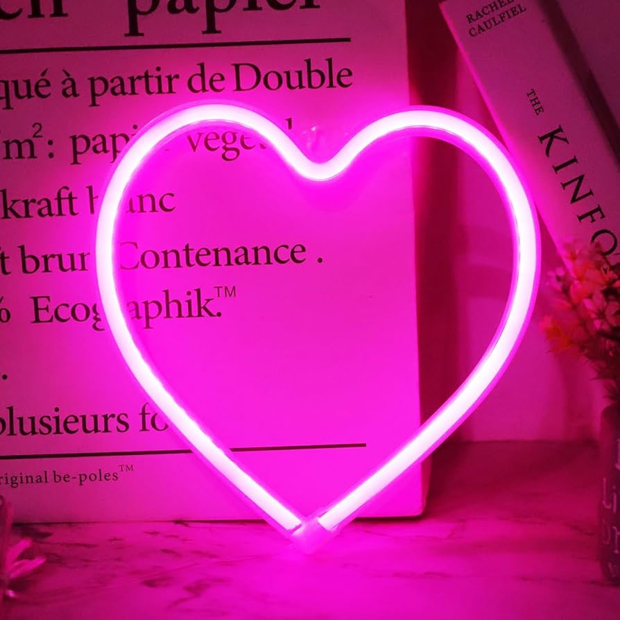 Pink Heart Neon Signs for Wall Deacor, LED Heart Lamp Battery Operated/USB Love Neon Lights for B... | Amazon (US)