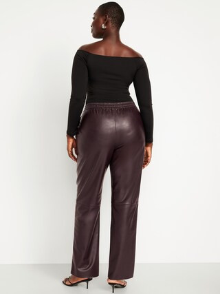 High-Waisted Billie Faux-Leather Ankle Trouser | Old Navy (US)