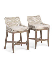 Set Of 2 37in Indoor Outdoor Grid Weave Rope Counter Stools | Chairs & Seating | Marshalls | Marshalls