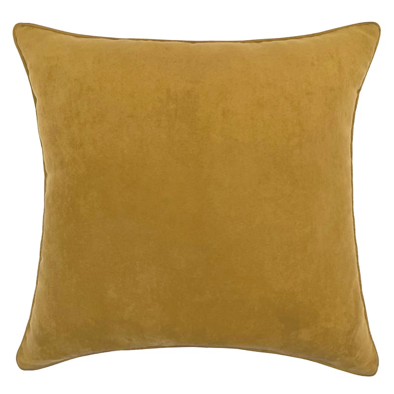 Turmeric Yellow Faux Suede Throw Pillow, 18" | At Home