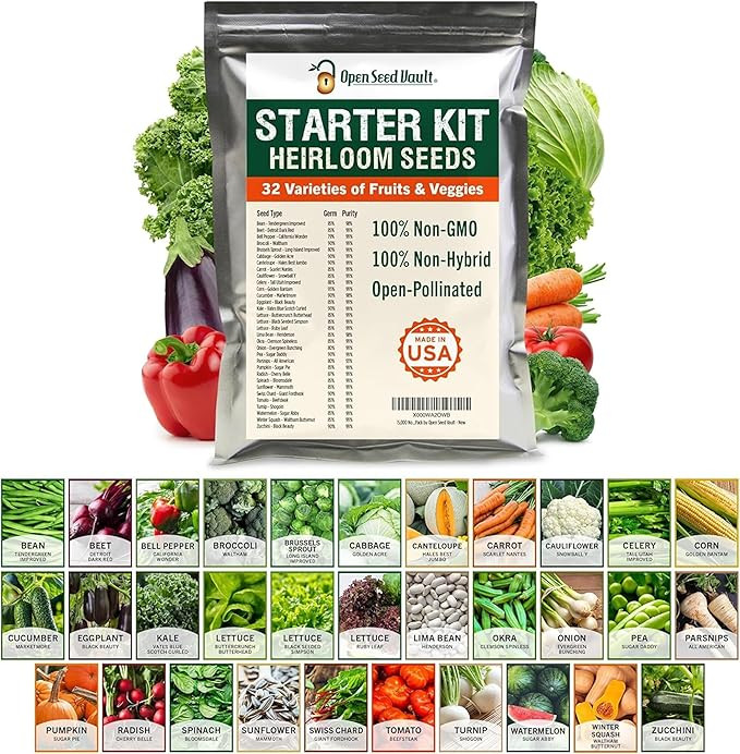 Open Seed Vault |15,000 Heirloom Seeds | 32 Seed Types | Survival Seeds | 2026 Season | Non GMO V... | Amazon (US)