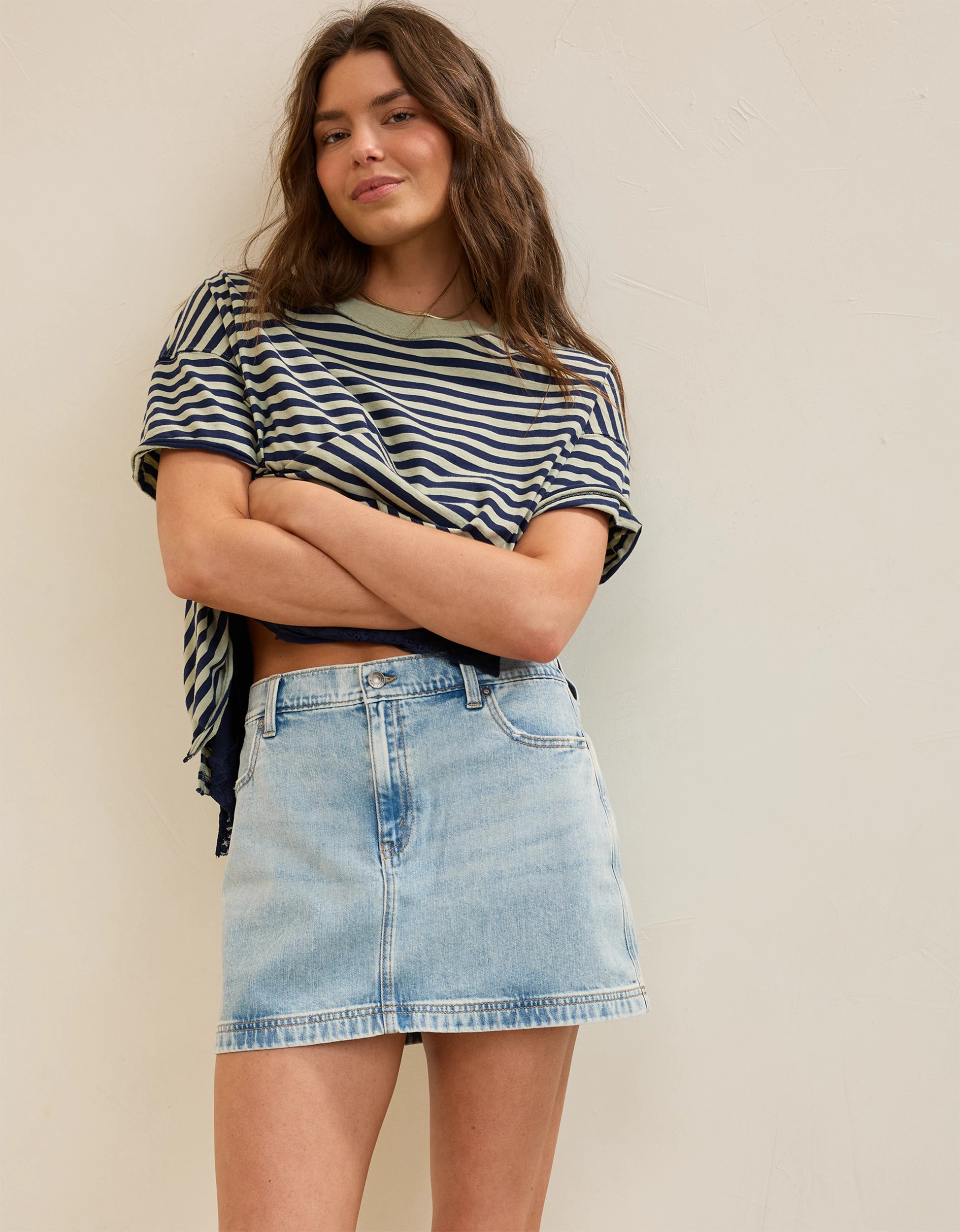 Aerie Daydream Denim Mini Skirt | Aerie