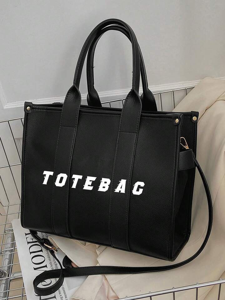 Fashionable Tote Shoulder Bag, Lightweight Canvas Handbag With Adjustable Strap, Simple Satchel B... | SHEIN