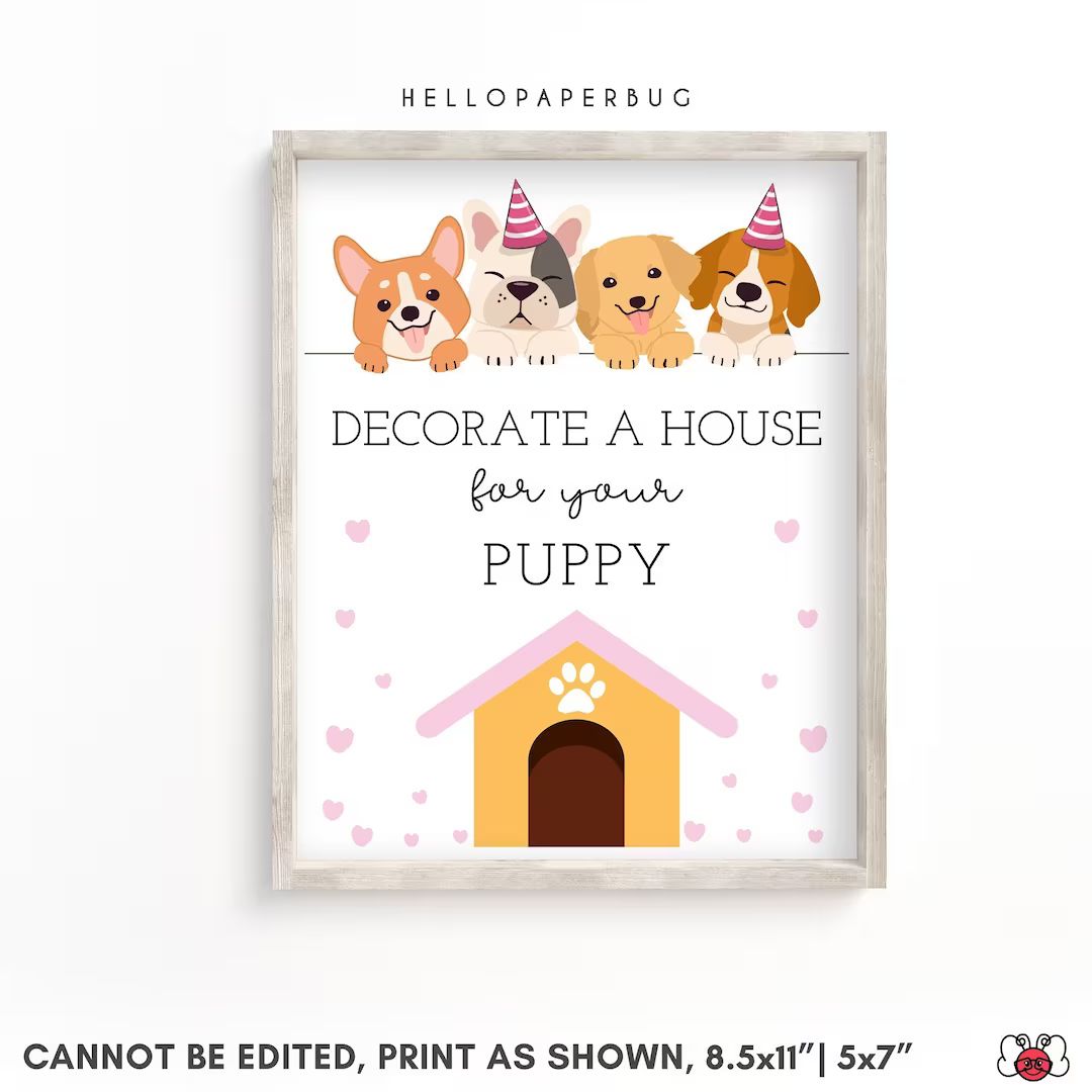 Decorate a House Sign Puppy Pawty Games Dog Adoption - Etsy | Etsy (US)