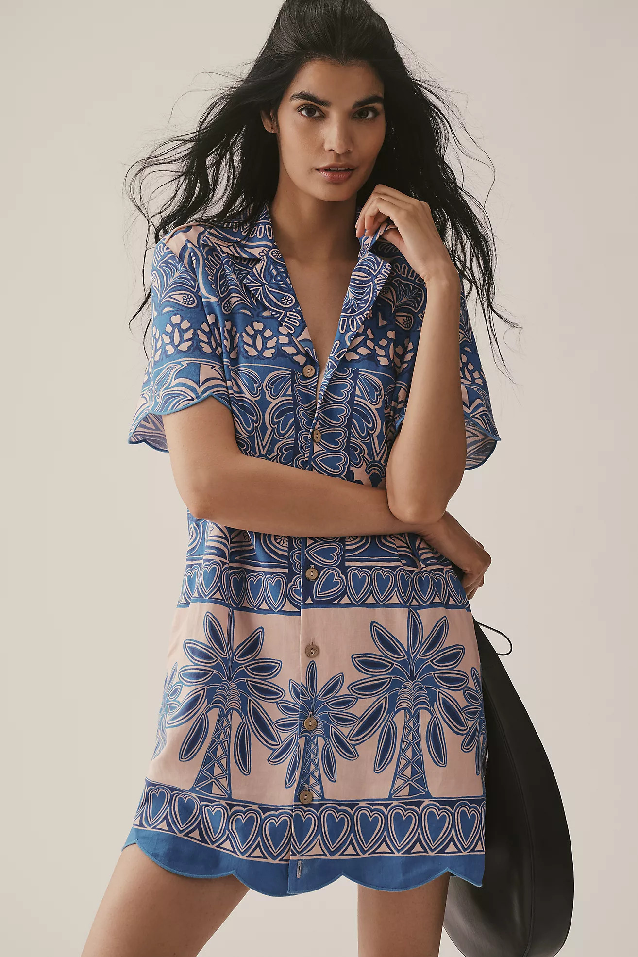 Farm Rio x Anthropologie Scalloped Shirt Dress | Anthropologie (US)