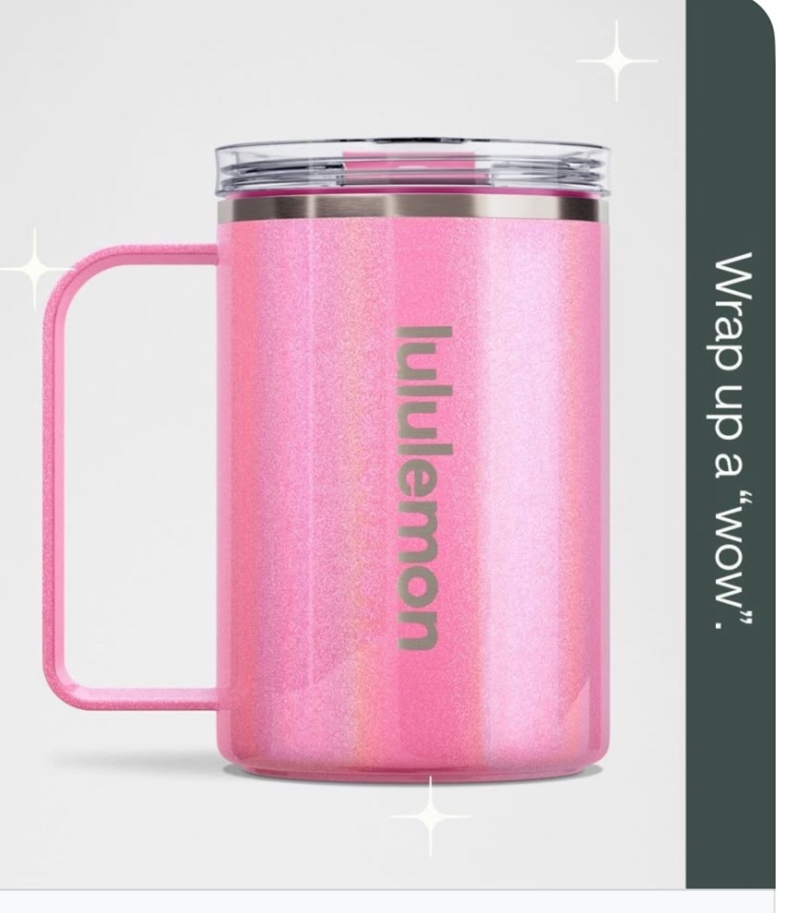 Obsessed with this new pink sparkly insulated mug by Lululemon!💖 The perfect gift idea for anyone on your holiday shopping list or that coffee queen! I’m definitely ordering this as a gift to myself.😜💝 Linking some other Lululemon gift ideas too! They have the cutest workout attire & comfy sweats for the upcoming winter season!❄️ #lululemon #holidays #giftideas #coffeequeen #espresso #fitness #loungewear #winterfashion 

#LTKActive #LTKGiftGuide #LTKHoliday