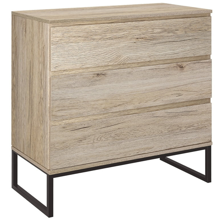 Homfa 3 Drawer Dresser for Bedroom, Wood Nightstand Storage Chest with Metal Base for Living Room... | Walmart (US)