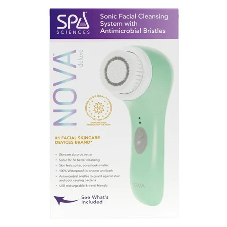 Spa Sciences NOVA: Sonic Facial Cleansing Exfoliating Serum Infuser Device with Antimicrobial Brush Bristles | Walmart (US)