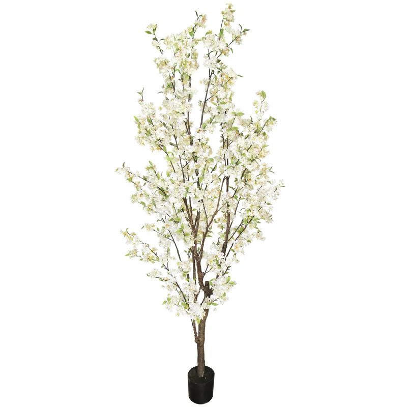 102 in. Artificial Cherry Blossom Tree in Pot | Wayfair North America
