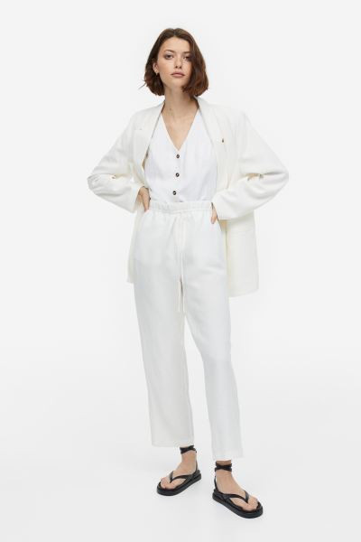 Linen-blend tapered trousers | H&M (UK, MY, IN, SG, PH, TW, HK)