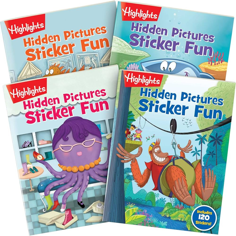 Highlights Hidden Pictures Sticker Fun Sticker Books for Kids Ages 3-6, 4-Pack, 64 Pages - Volume... | Amazon (US)
