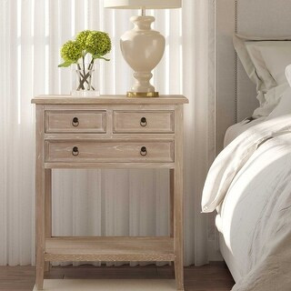 Distressed Mindi Wood Three-Drawer Side Table - Brown | Bed Bath & Beyond