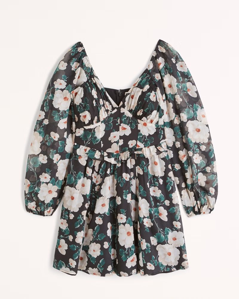 Long-Sleeve Drop-Waist Mini Dress | Abercrombie & Fitch (US)