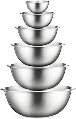 Stainless Steel Mixing Bowls (Set of 6) Stainless Steel Mixing Bowl Set - Easy To Clean, Nesting ... | Amazon (US)