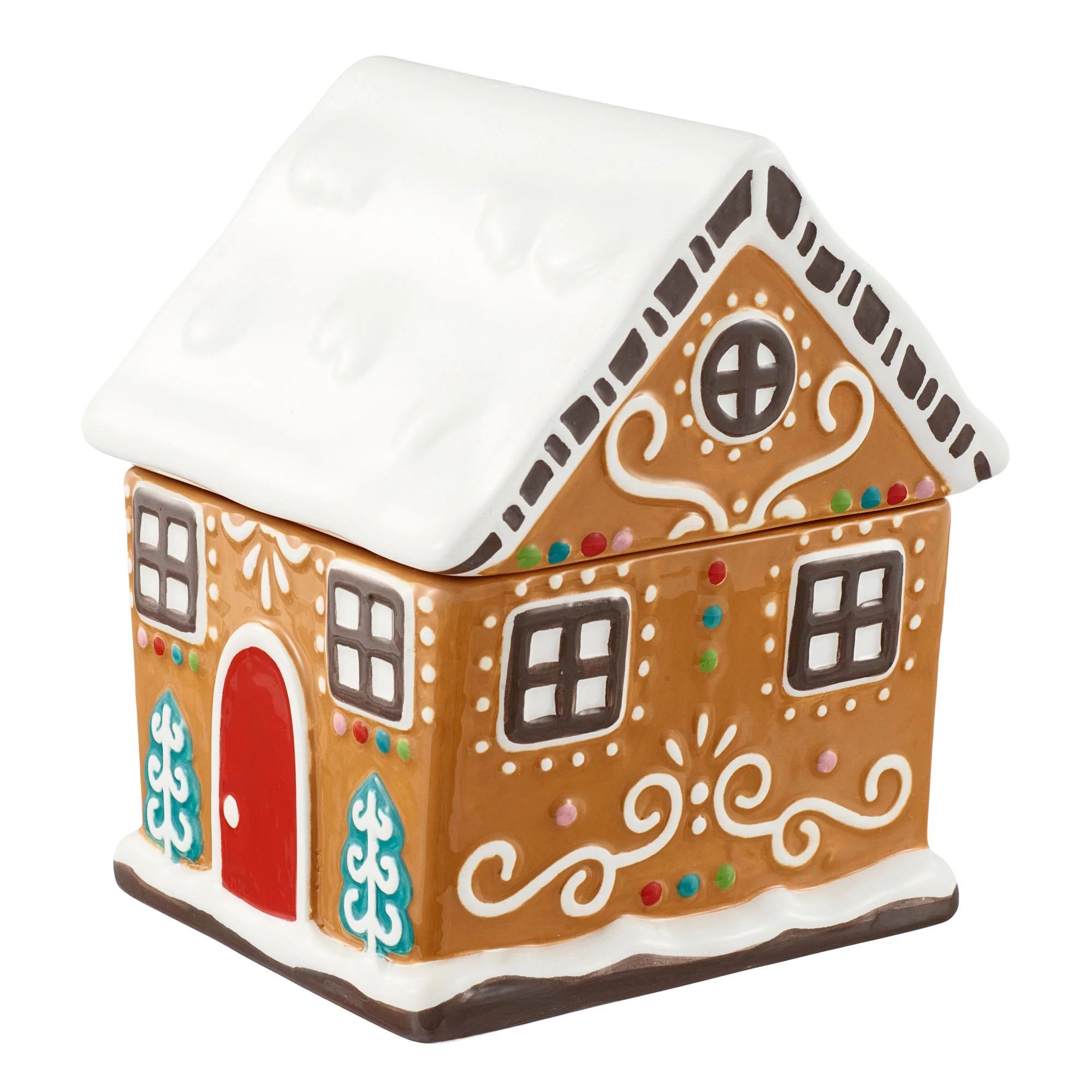 Holiday Time Christmas Gingerbread House Earthenware Candy Jar, 28.2oz | Walmart (US)