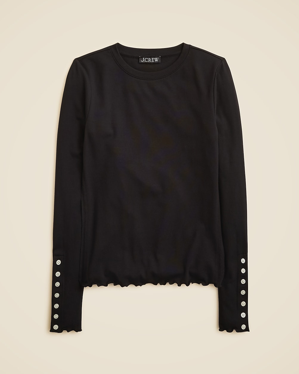 Refined rib long-sleeve T-shirt with button cuffs | J. Crew US