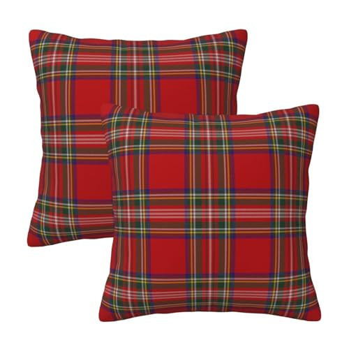 GOOESING Christmas Plaid Pillow Covers 26x26 Inch Set of 2 Scottish Tartan Farmhouse Throw Pillow Case Cushion Cover for Sofa Couch Home Decor, Red and Green | Amazon (US)