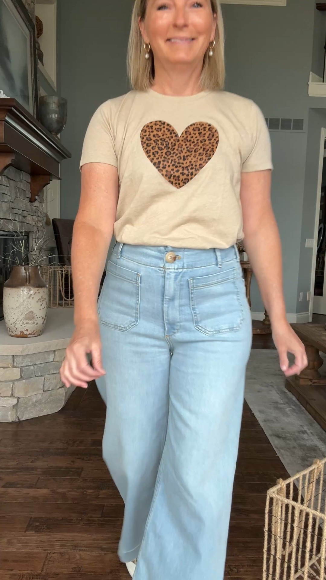 I found this adorable graphic tee that is a perfect touch of that trending leopard print this fall without being overpowering. You can create such a cute casual fall look by adding the right cardigan, jeans and sneakers. You can shop this look through the link in my Instagram bio or over on the post page of my YouTube channel 

Leopard heart Tee- $25
Sizes XXS-3X (I’m wearing a small) true to size

Cardigan- $50
100% Organic Cotton
Sizes XS-XL (shown in size small)

Jeans- $130 
Wide leg cropped jean
Comes in Regular, Tall, Petite. True to size
Shown in size 28 regular 

Leopard Sneakers- $36
True to size



#LTKOver40 #LTKStyleTip