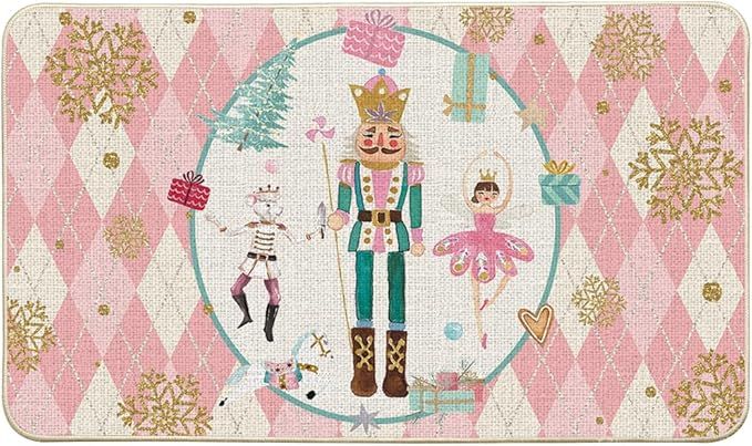 Artoid Mode Pink Diamond Plaid Nutcracker Christmas Doormat, Winter Home Decor Low-Profile Door M... | Amazon (US)