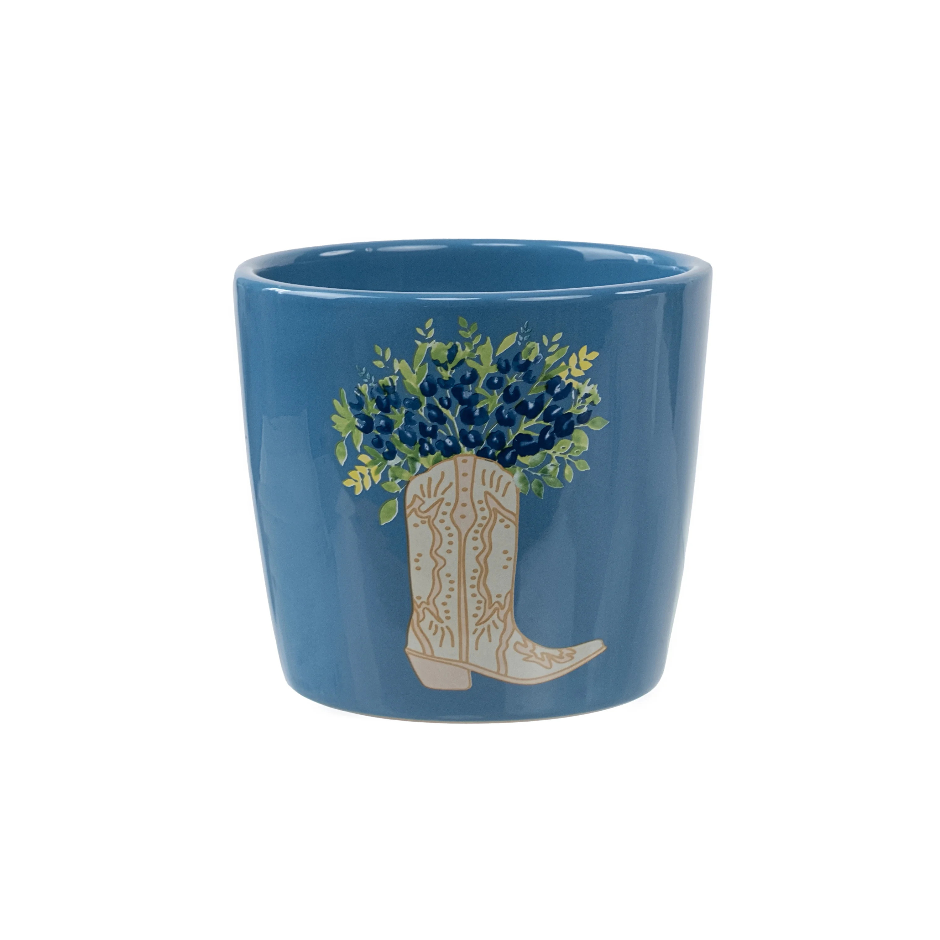Mainstays 6 Inch Blue Bonnet Boot Ceramic Planter with Drainage Hole | Walmart (US)