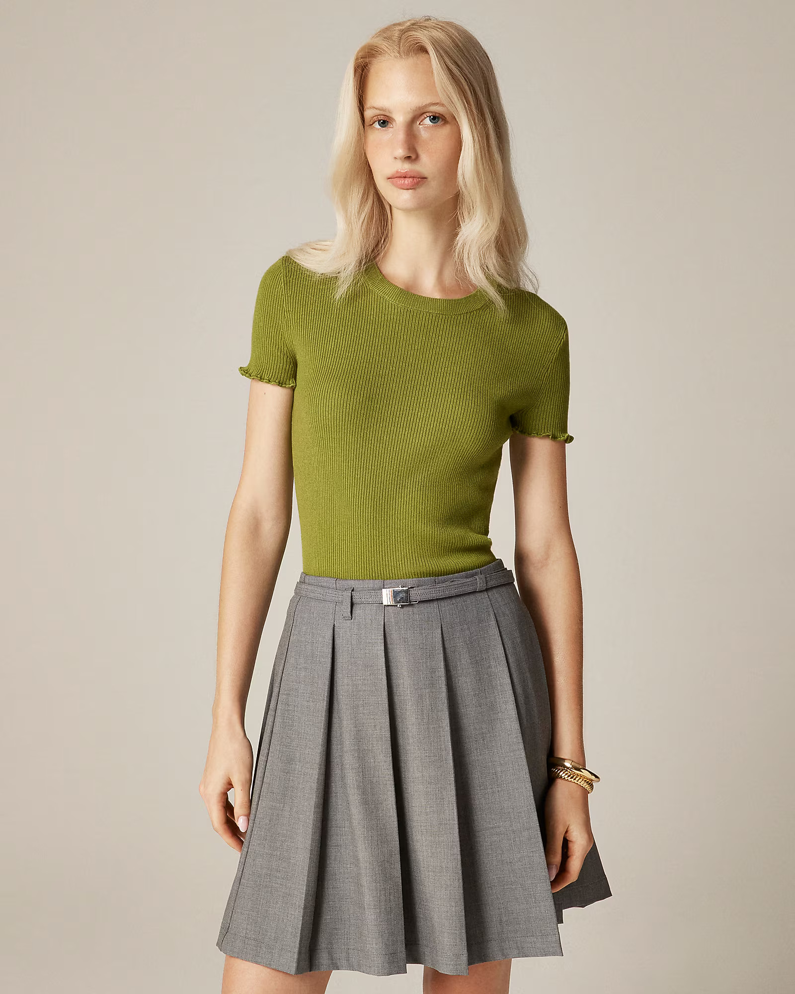 Ruffle-trim T-shirt in TENCEL™-blend | J. Crew US