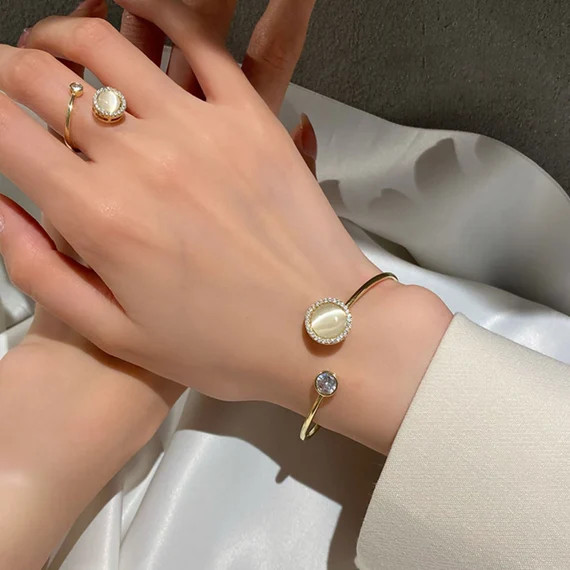 Opal Spinning Ring Necklace Bangle Fidget Bangle Spinner - Etsy | Etsy (US)