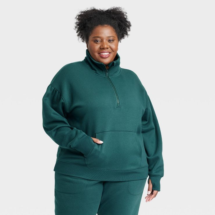 Women's Cotton Fleece 1/4 Zip Sweatshirt - All in Motion™ | Target